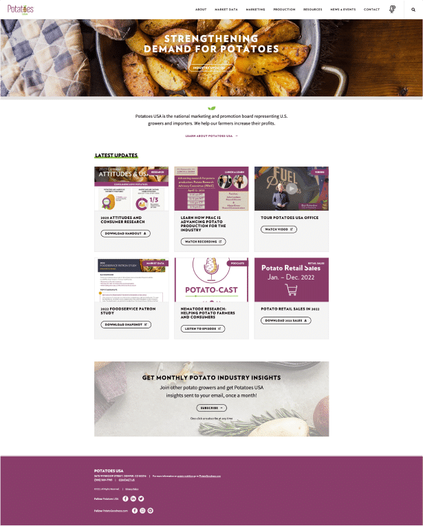 Potatoes USA Website Design and Development by Webolutions Digital Marketing Agency Denver, Colorado 2
