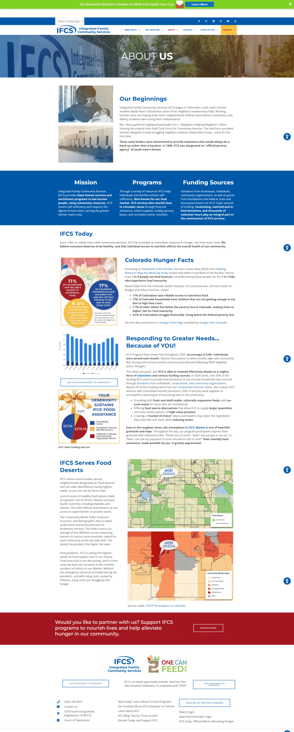 Integrated Family Community Services staff and facilities supporting food access and family stability in Denver, Colorado