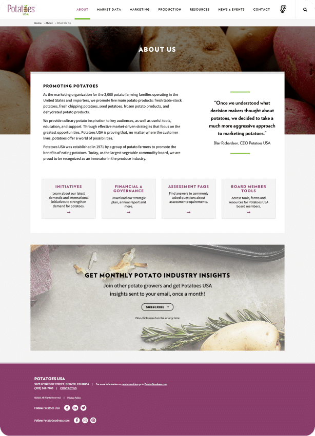 Potatoes USA WordPress Website Design Project by Webolutions Digital Marketing Agency - 3