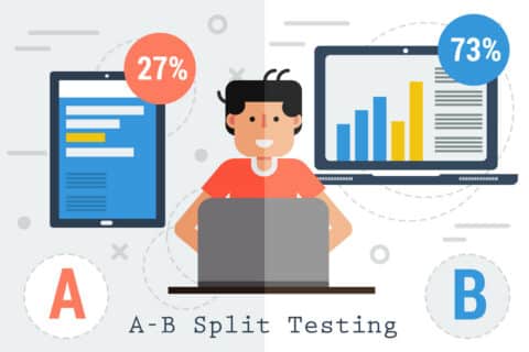 illustration of A-B Split Testing - tablet and computer