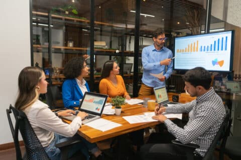 team working on their market positioning